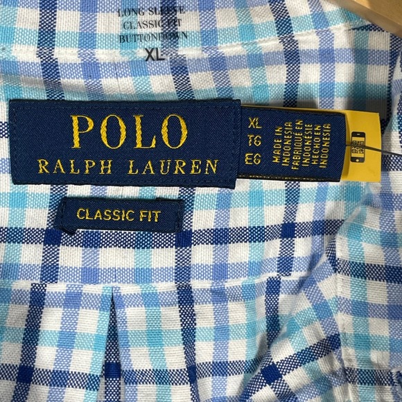 Polo Ralph Lauren Mens XL Classic Fit Plaid Button Down Shirt Oxford Blue NEW - Picture 4 of 10